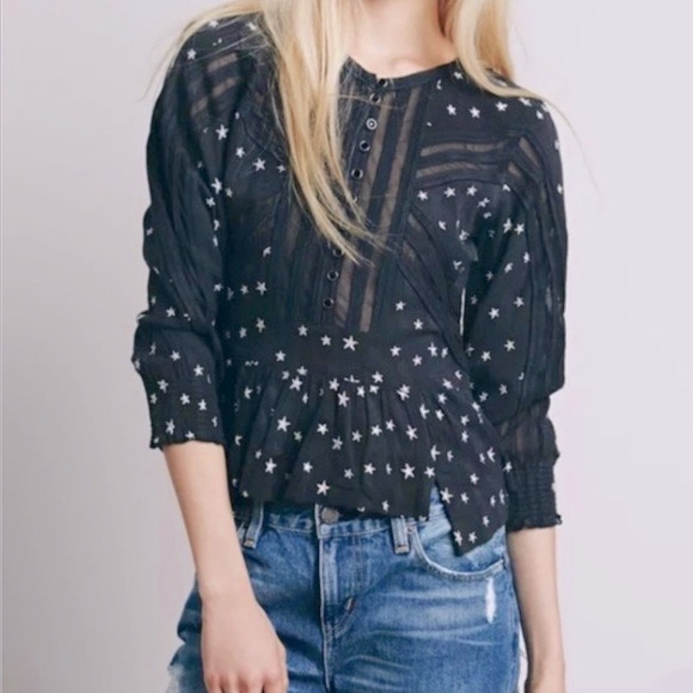 Free People New Romantics Star Peplum Blouse Size S / M